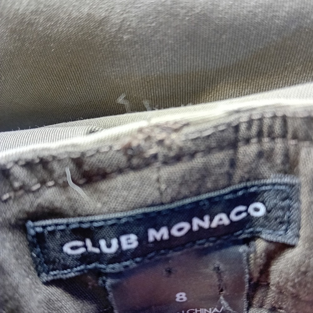 Women's Club Monaco High Rise Utility Chino Trouser Pants Straight Leg Olive 8 - Picture 15 of 16